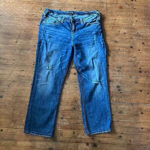 Silver Aiko cowboycore relaxed sz 14 western mid capri jeans